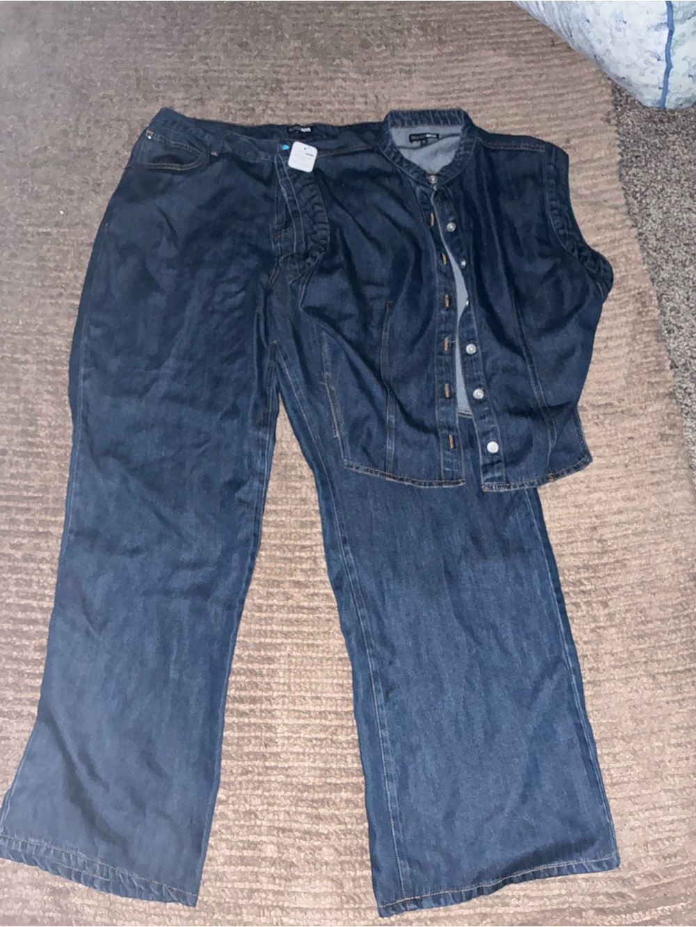 Fashion Nova Dark Blue Wide Leg Denim Pants